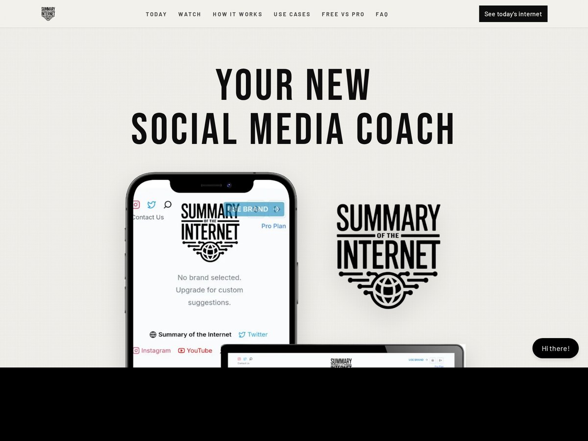 Screenshot of Summary of the Internet, a daily trend briefing and social content planner